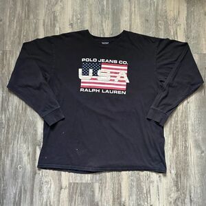 Vintage Polo Ralph Lauren Polo Jeans CO. American Flag Long Sleeve Shirt Size XL